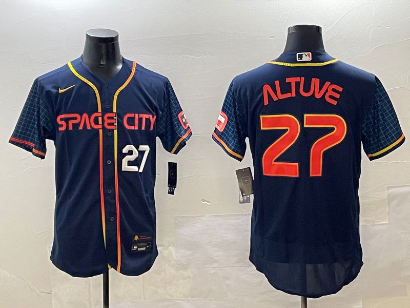 Men Houston Astros #27 Altuve Blue City Edition Elite 2025 Nike MLB Jersey style 2